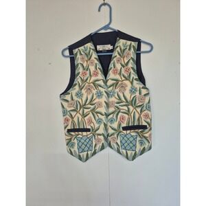 VINTAGE ORVIS Embroidered Floral Vest Women's BOHO Sleeveless Small